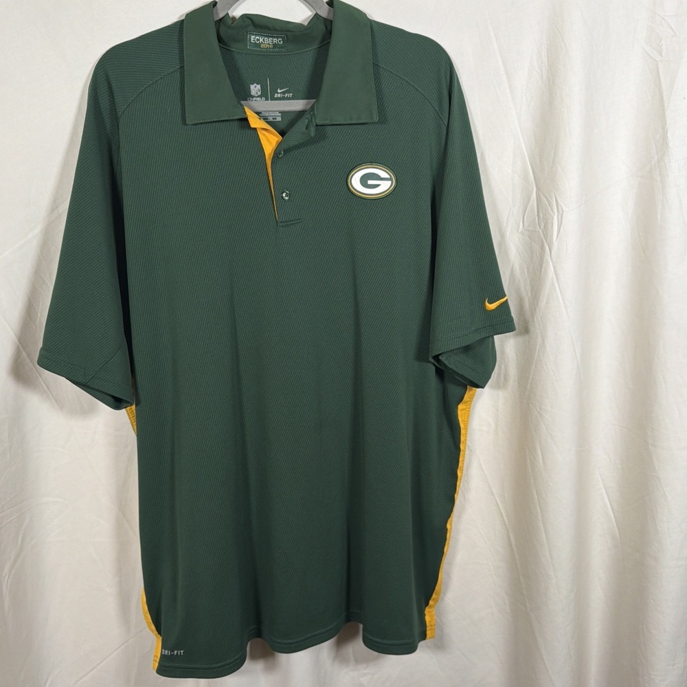 Nike Dri Fit Green Bay Packers Polo‎ Shirt Mens 2XL NFL On Field